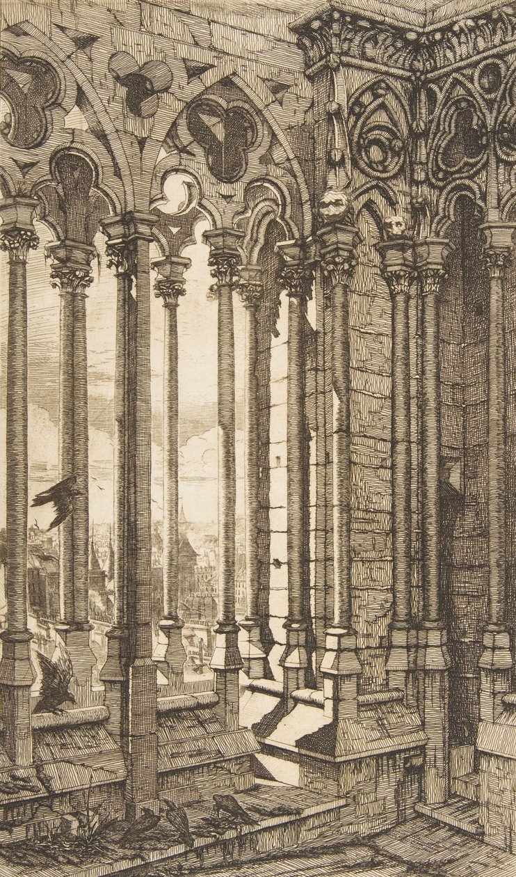 Galerie, Notre-Dame Kathedrale, Paris, 1853 von Charles Meryon