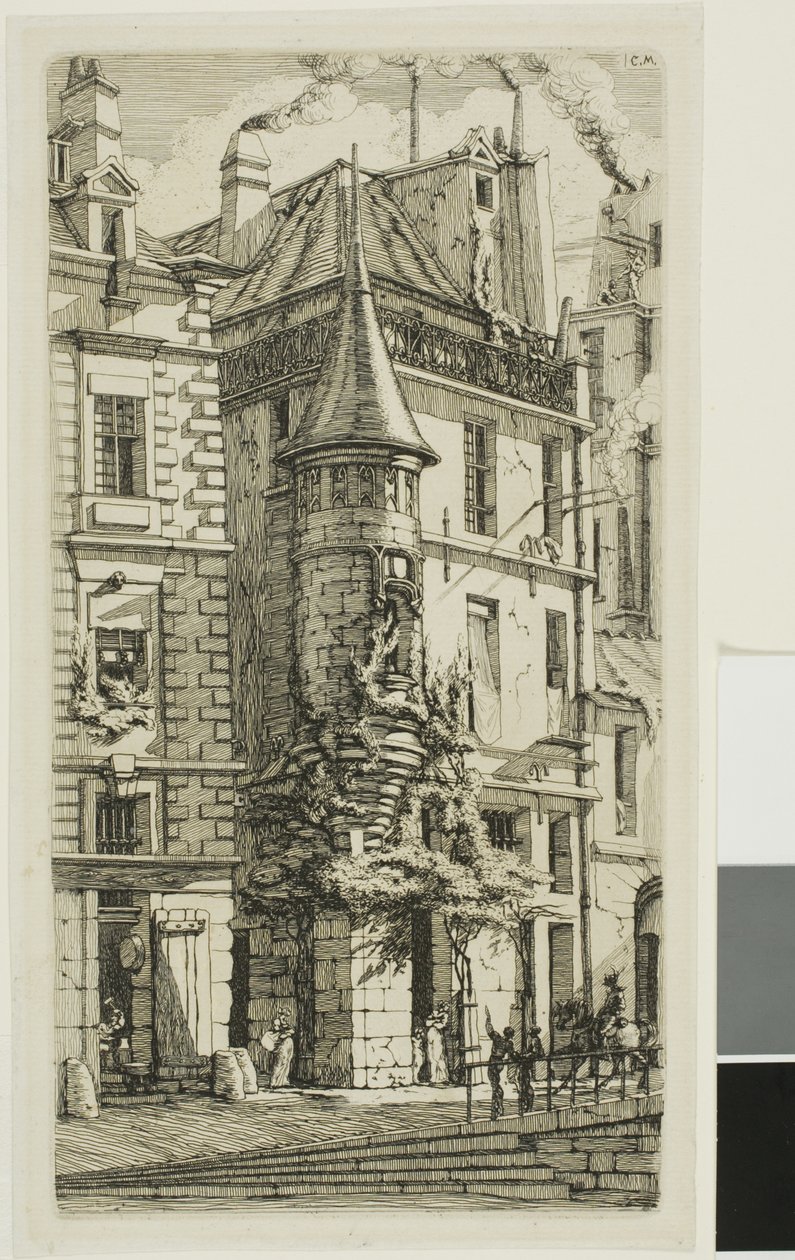 Haus mit einem Turm, rue de la Tixeranderie von Charles Meryon
