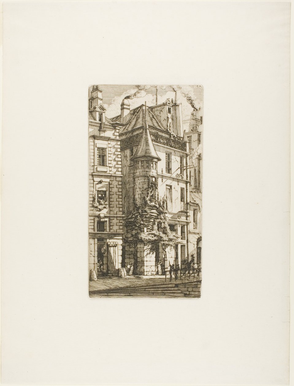 Haus mit einem Turm, rue de la Tixéranderie von Charles Meryon