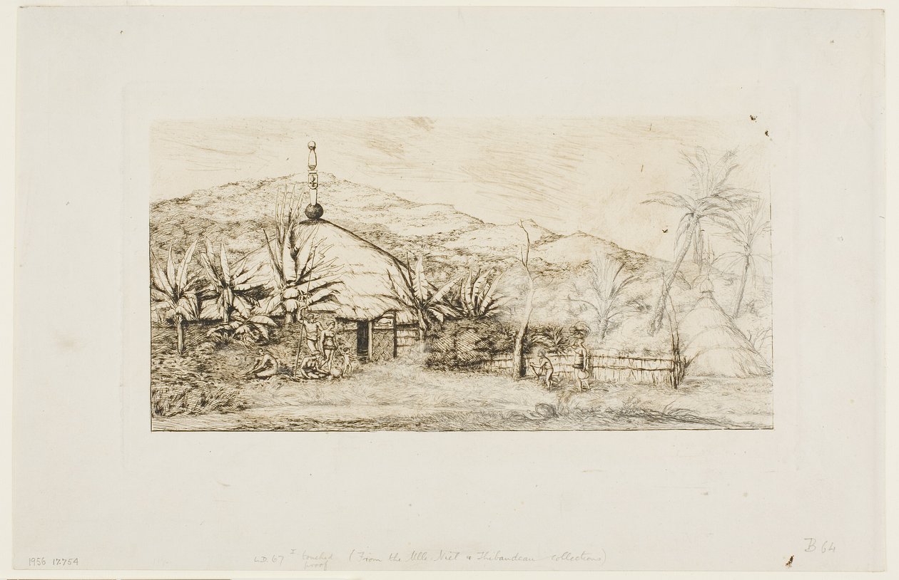 Neukaledonien: Große einheimische Hütte an der Straße von Balade nach Puépo, 1845 von Charles Meryon