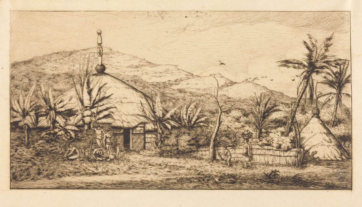 Neukaledonien: Große einheimische Hütte auf dem Weg von Balade nach Puebo, 1845 von Charles Meryon