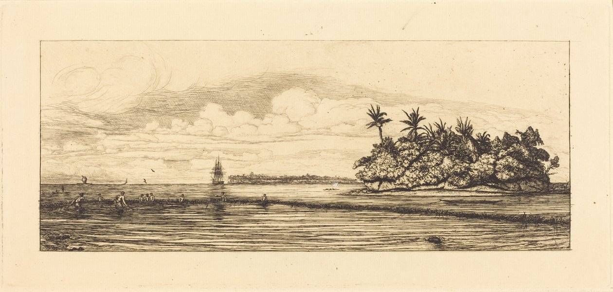 Ozeanien, Inseln bei Uvea (Wallis); Palmenfischen, 1845 von Charles Meryon
