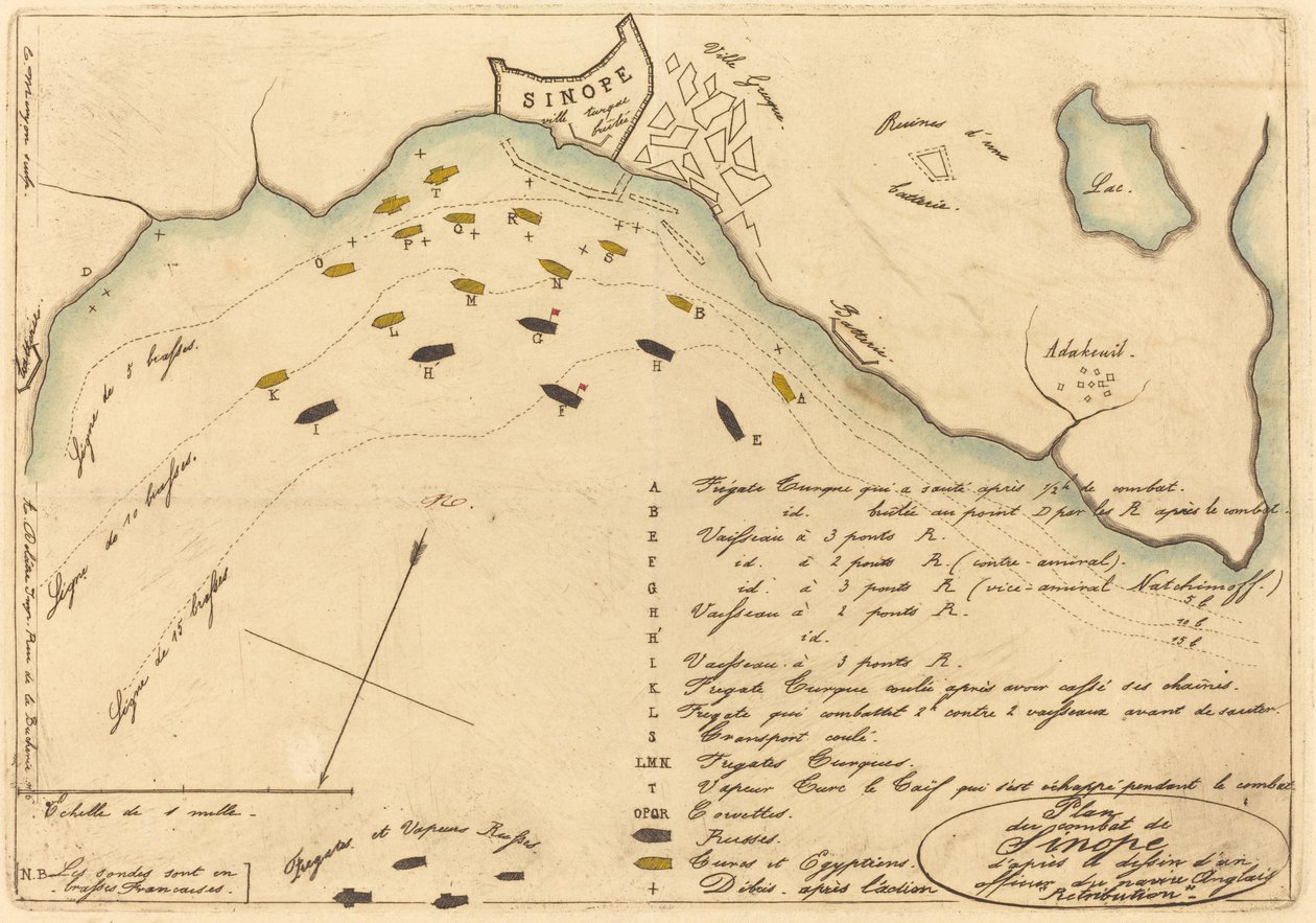 Plan der Schlacht von Sinope von Charles Meryon