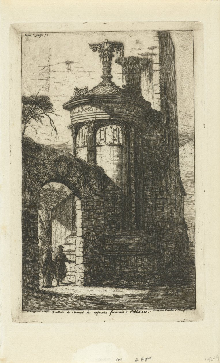 Tor am Eingang des Klosters der französischen Kapuziner in Athen von Charles Meryon
