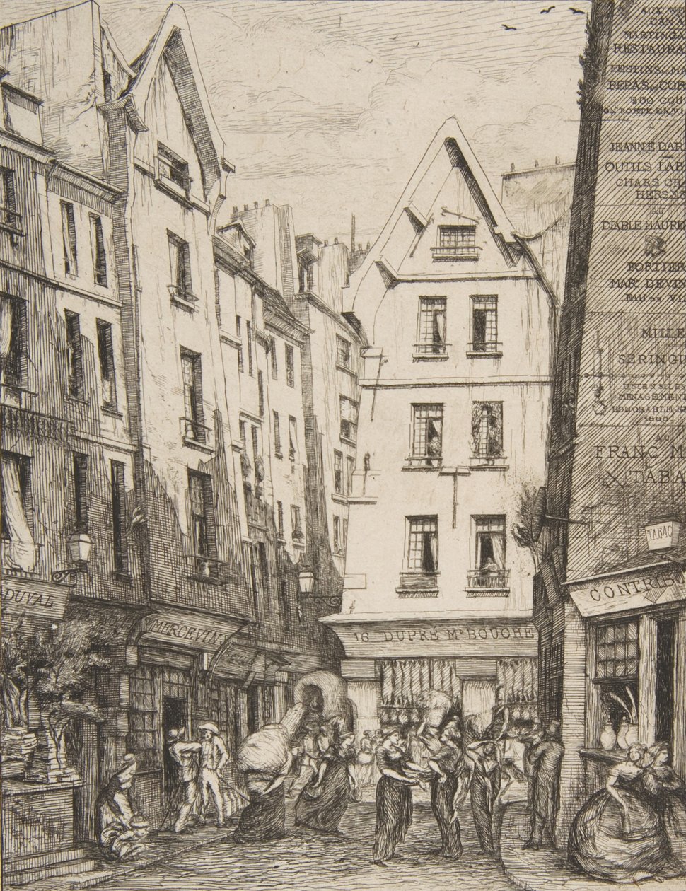 Rue Pirouette aux Halles, Paris, nach Laurence, 1860 von Charles Meryon