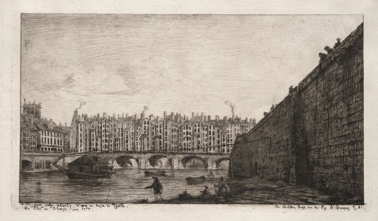 Die Börsenbrücke, Paris, um 1784 von Charles Meryon