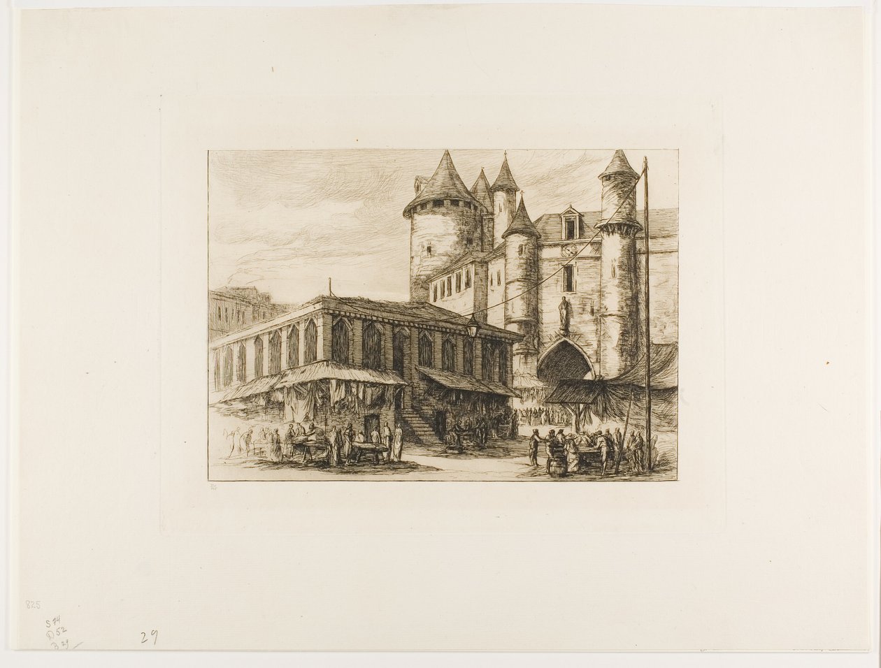Das Grand Châtelet, Paris, ca. 1780, nach einer früheren Zeichnung von Charles Meryon