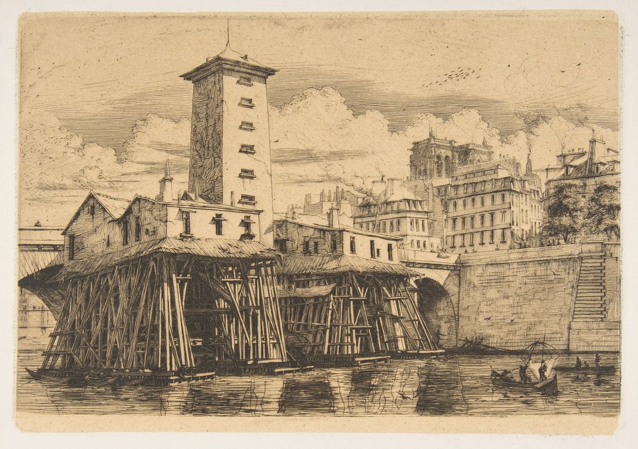 Die Nôtre-Dame-Pumpe, Paris von Charles Meryon