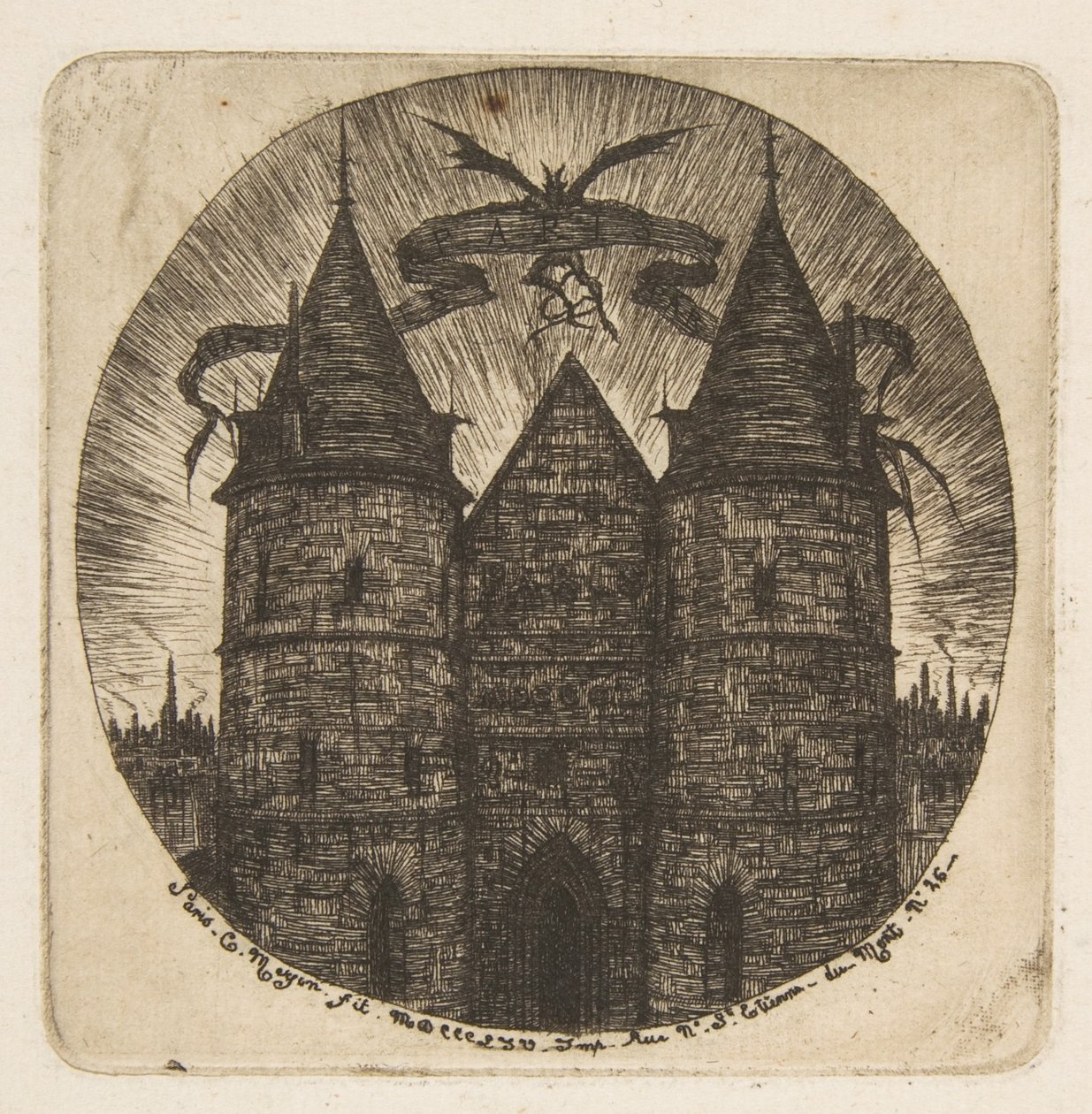 Der alte Eingang zum Palais de Justice, Paris, Frontispiz zu "Radierungen von Paris" von Charles Meryon