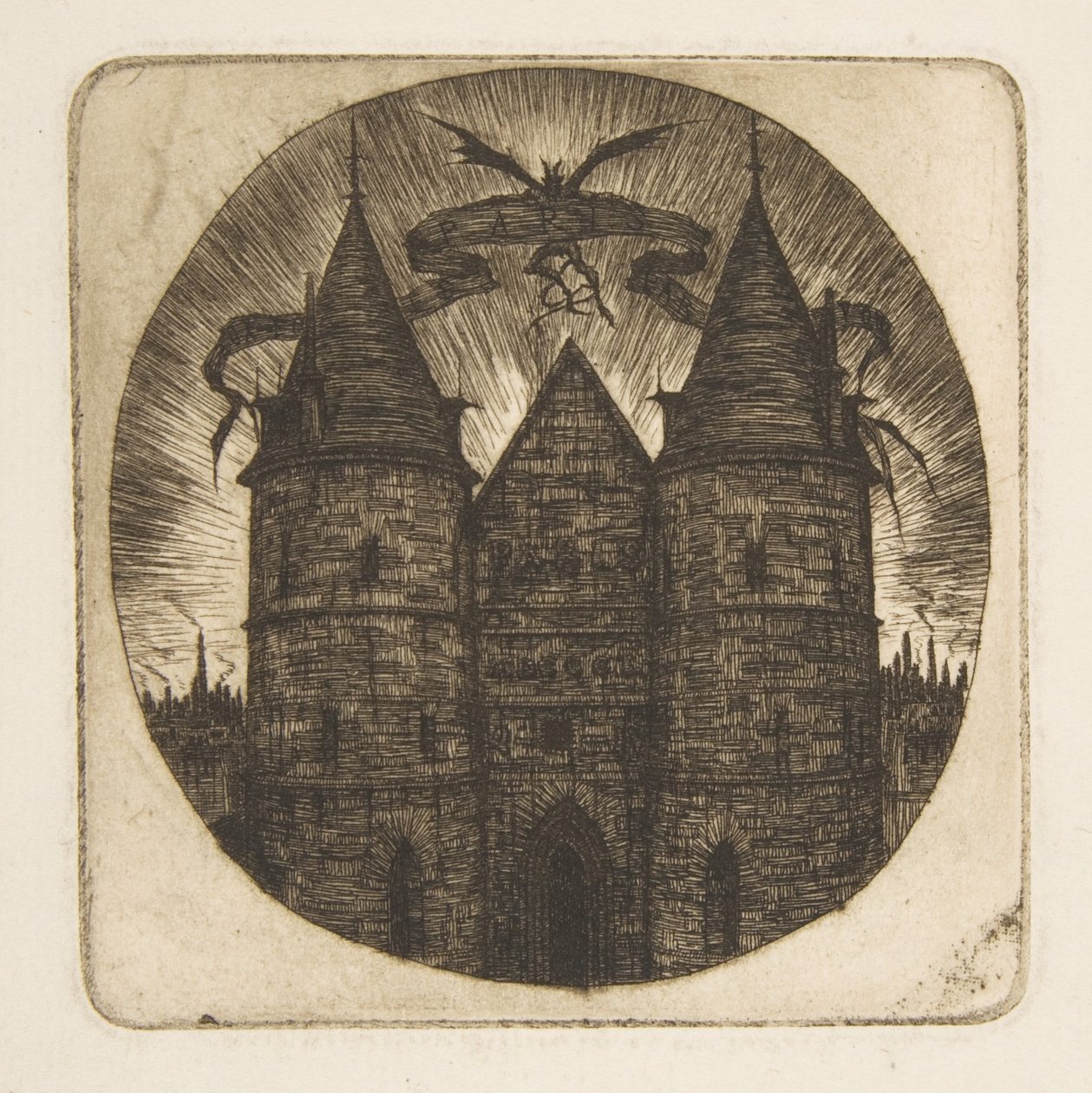 Das alte Tor des Palais de Justice, Paris, Frontispiz zu "Etchings of Paris" von Charles Meryon