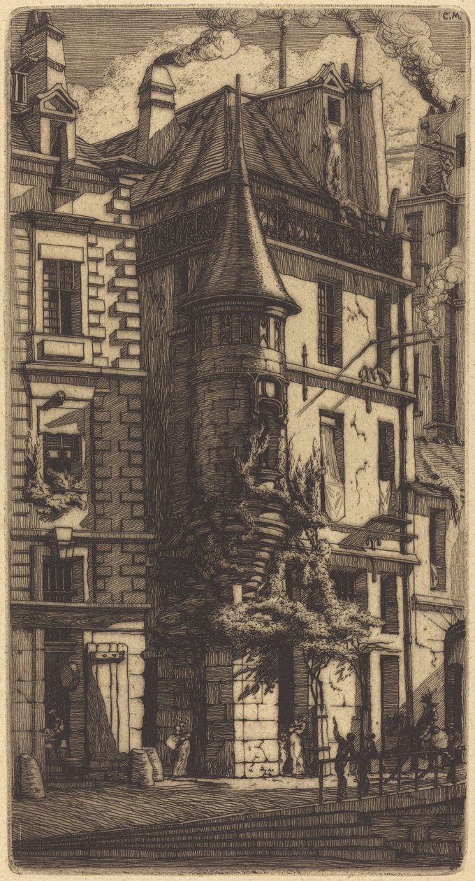 Haus mit einem Turm, Weberstraße, Paris von Charles Meryon