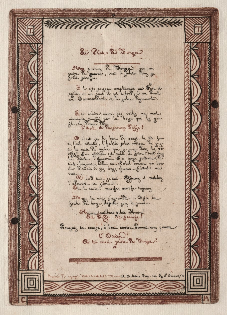 Verse an den Piloten von Tonga, 1856 von Charles Meryon