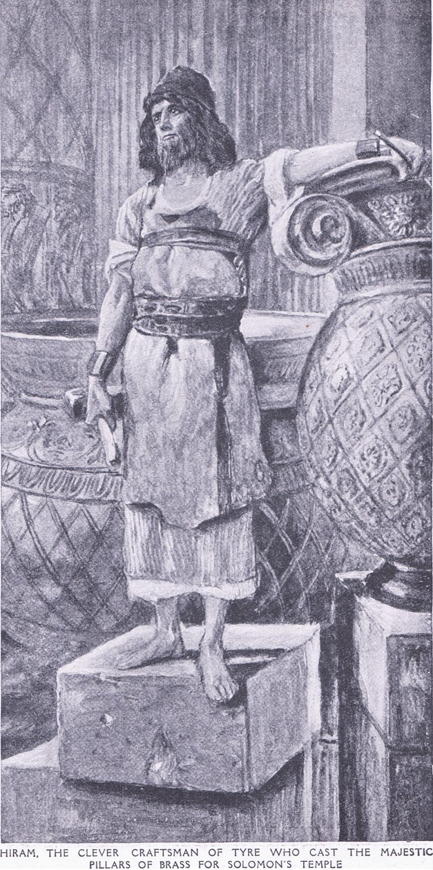Hiram, der geschickte Handwerker von Tyrus, der die majestätischen Säulen aus Messing für Salomons Tempel goss von Charles Mills Sheldon