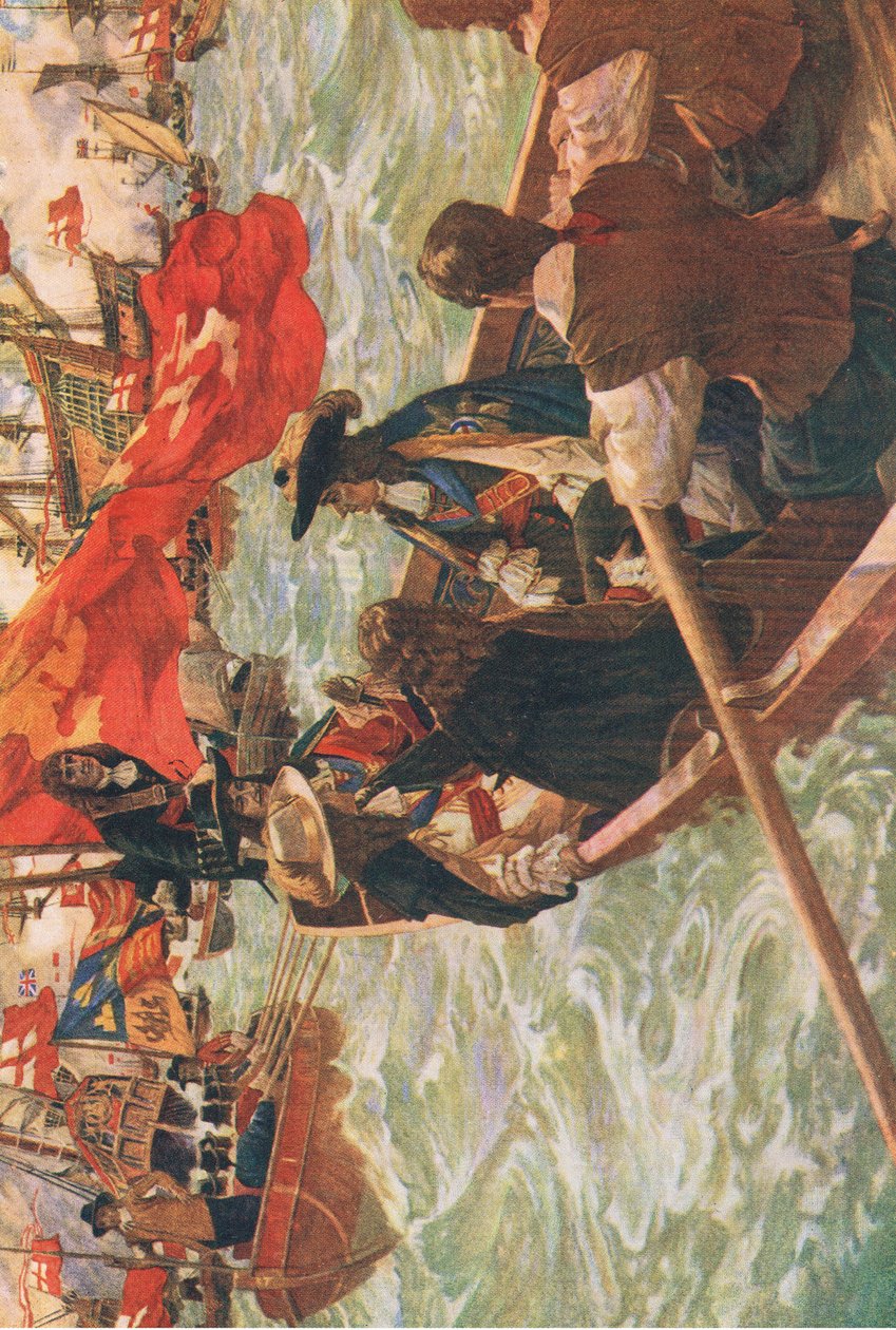 Heimkehr von Charles II, Illustration aus Die Geschichte des britischen Volkes, veröffentlicht von Waverley, um 1940 von Charles Murray Padday