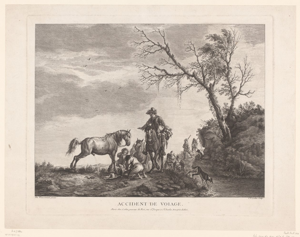 Reisende während eines Aufenthalts von Charles Nicolas Cochin (II)