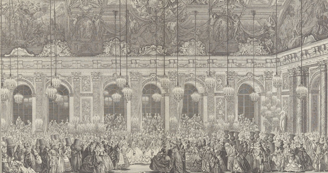 Dekoration für einen Maskenball in Versailles, anlässlich von..., ca. 1860 Nachdruck der Platte von 1764 von Charles Nicolas Cochin