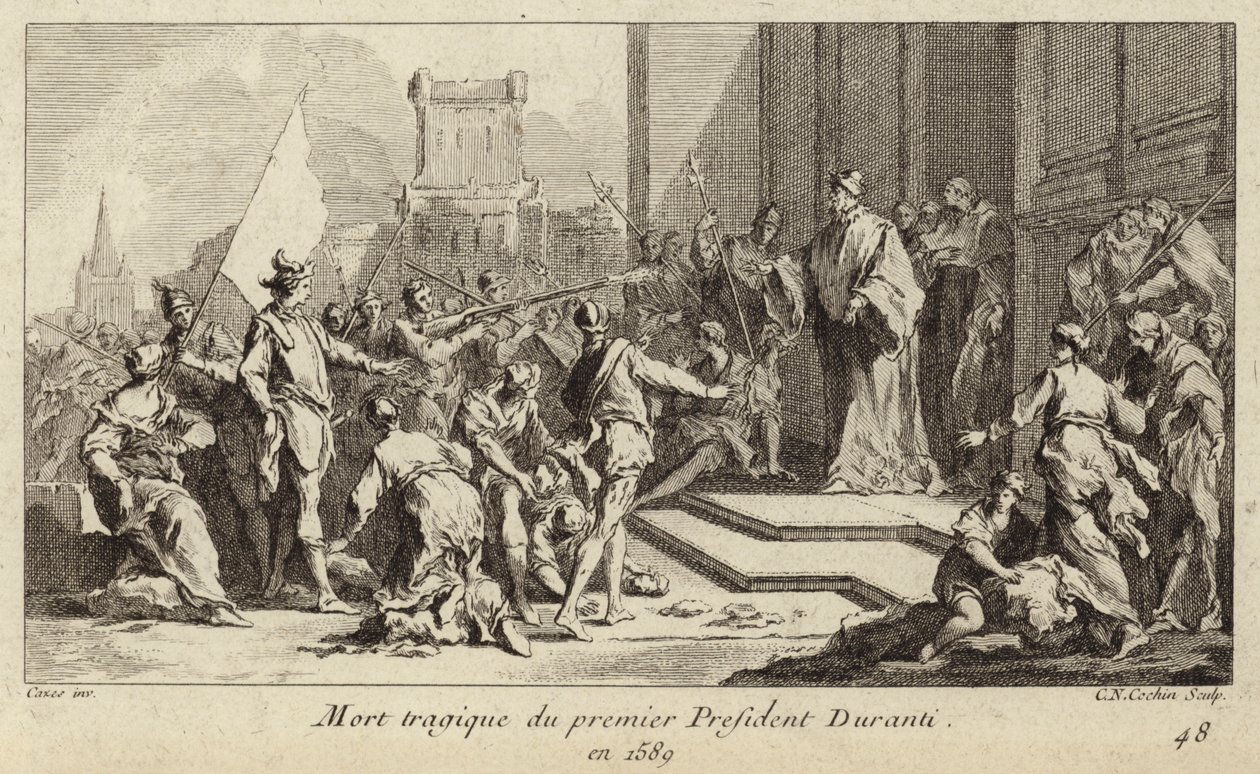 Mord an Jean-Etienne Duranti, erster Präsident des Parlaments von Toulouse von Charles Nicolas II Cochin