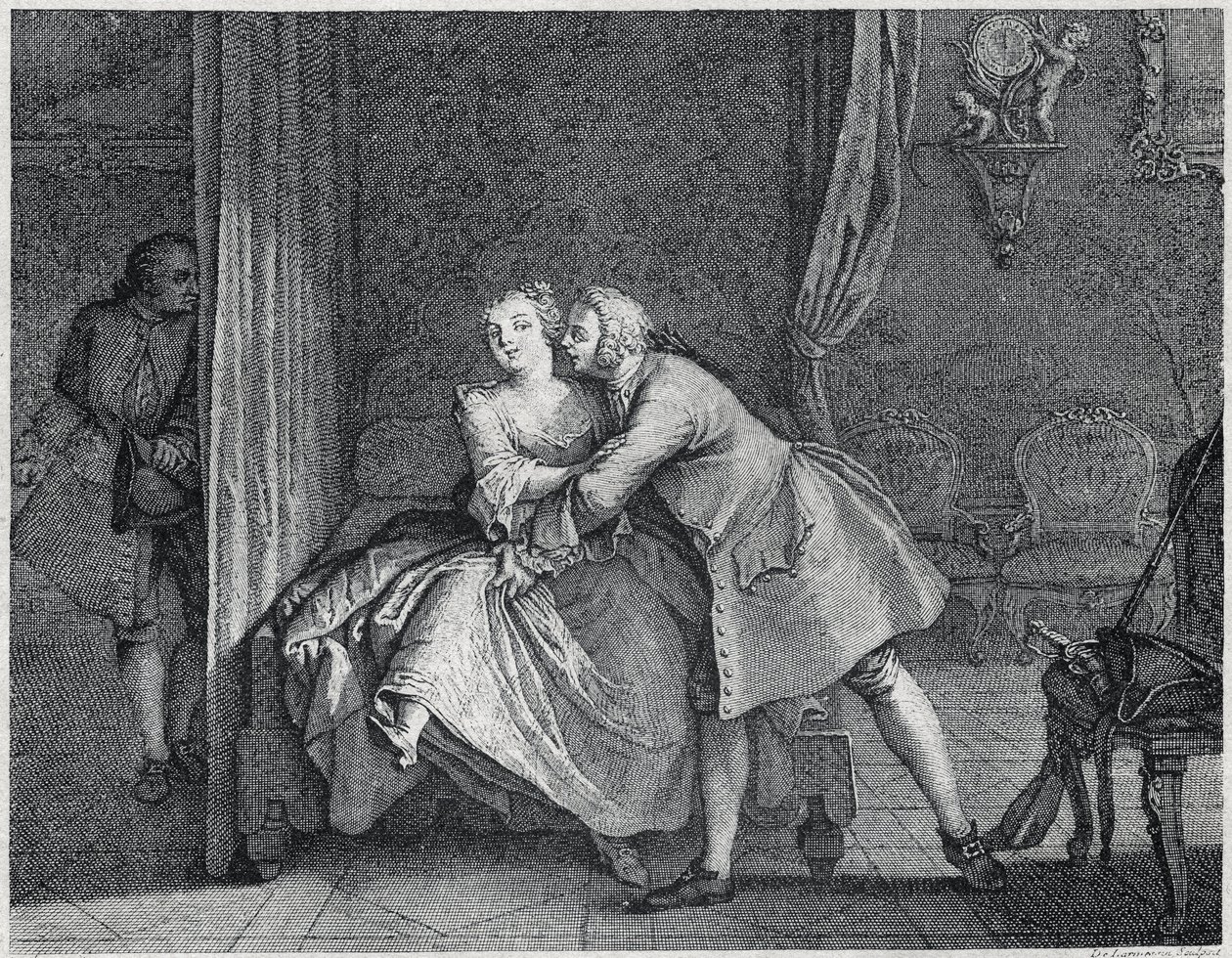 Der Ohrmacher und die Form Racken Illustration für Les contes de La Fontaine, ca. 1743 von Charles Nicolas II Cochin