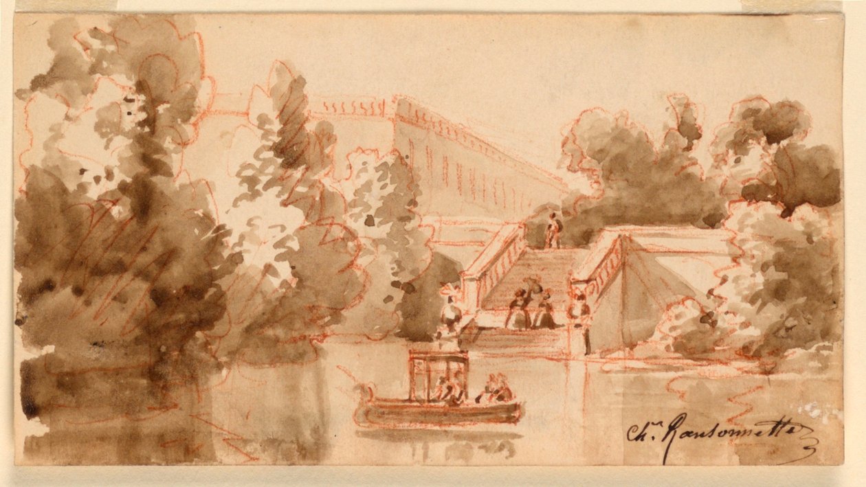 Imaginäre Ansicht des Schlosses Vaux-le-Vicomte von Charles Nicolas Ransonnette