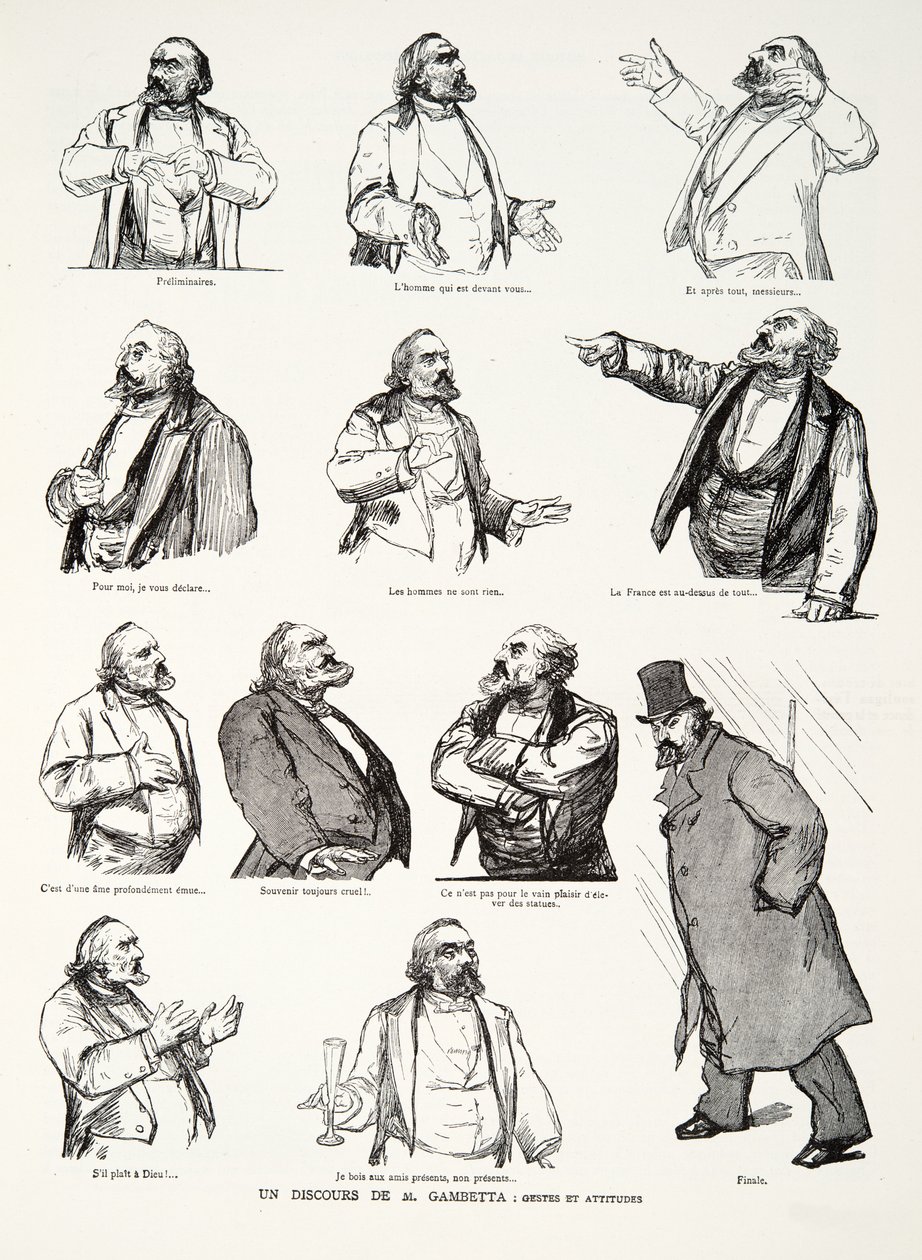 Eine Rede von M. Gambetta: Gesten und Haltungen, aus Histoire de la Troisieme Republique, Bd. I, l