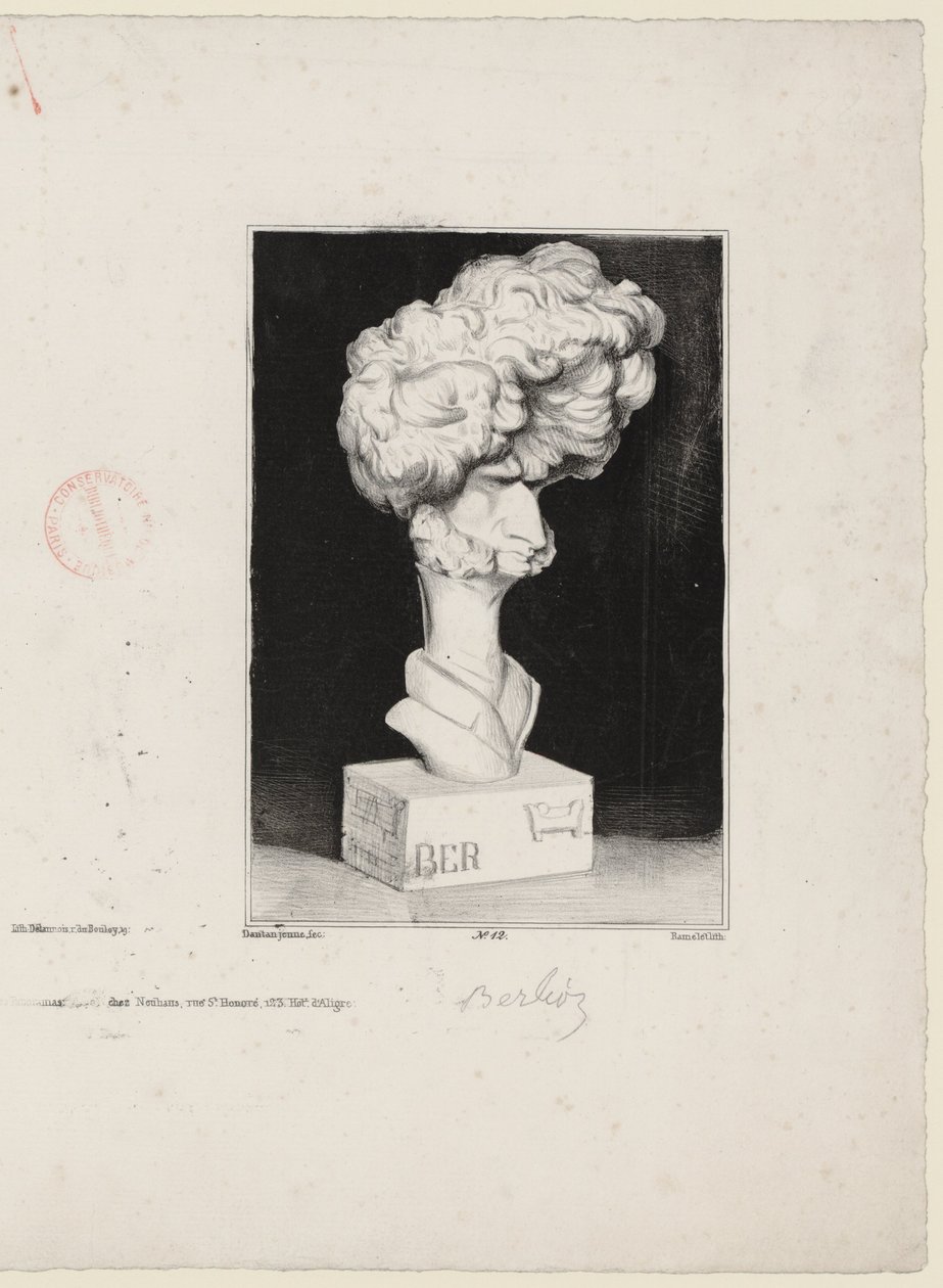 Hector Berlioz von Charles Ramelet (1805-1851) nach einer Büste von Jean-Pierre Dantan (1800-1869) von Charles Ramelet