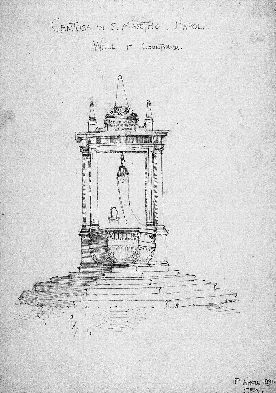 Certosa di S. Martino, Neapel, Brunnen im Hof, 1891 von Charles Rennie Mackintosh