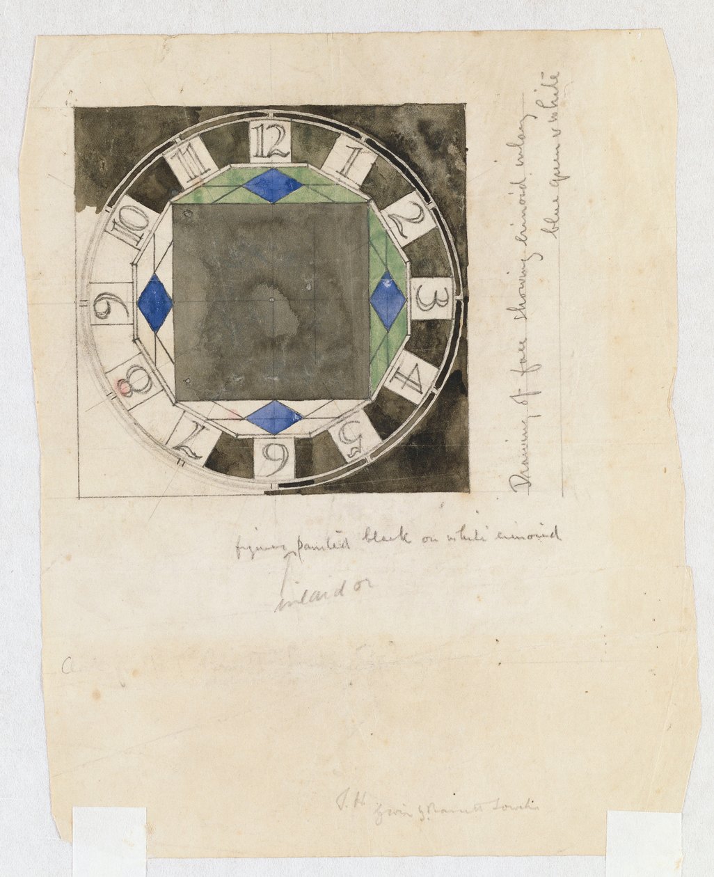 Entwurf für ein Zifferblatt, für W.J. Bassett-Lowke, 1917 von Charles Rennie Mackintosh