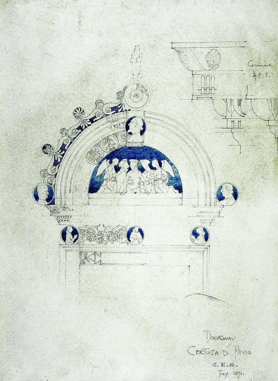 Tür, Certosa di Pavia, 1891 von Charles Rennie Mackintosh