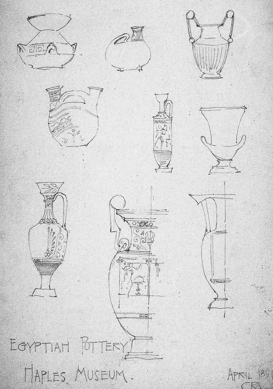 Ägyptische Keramik, Neapel Museum, 1891 von Charles Rennie Mackintosh