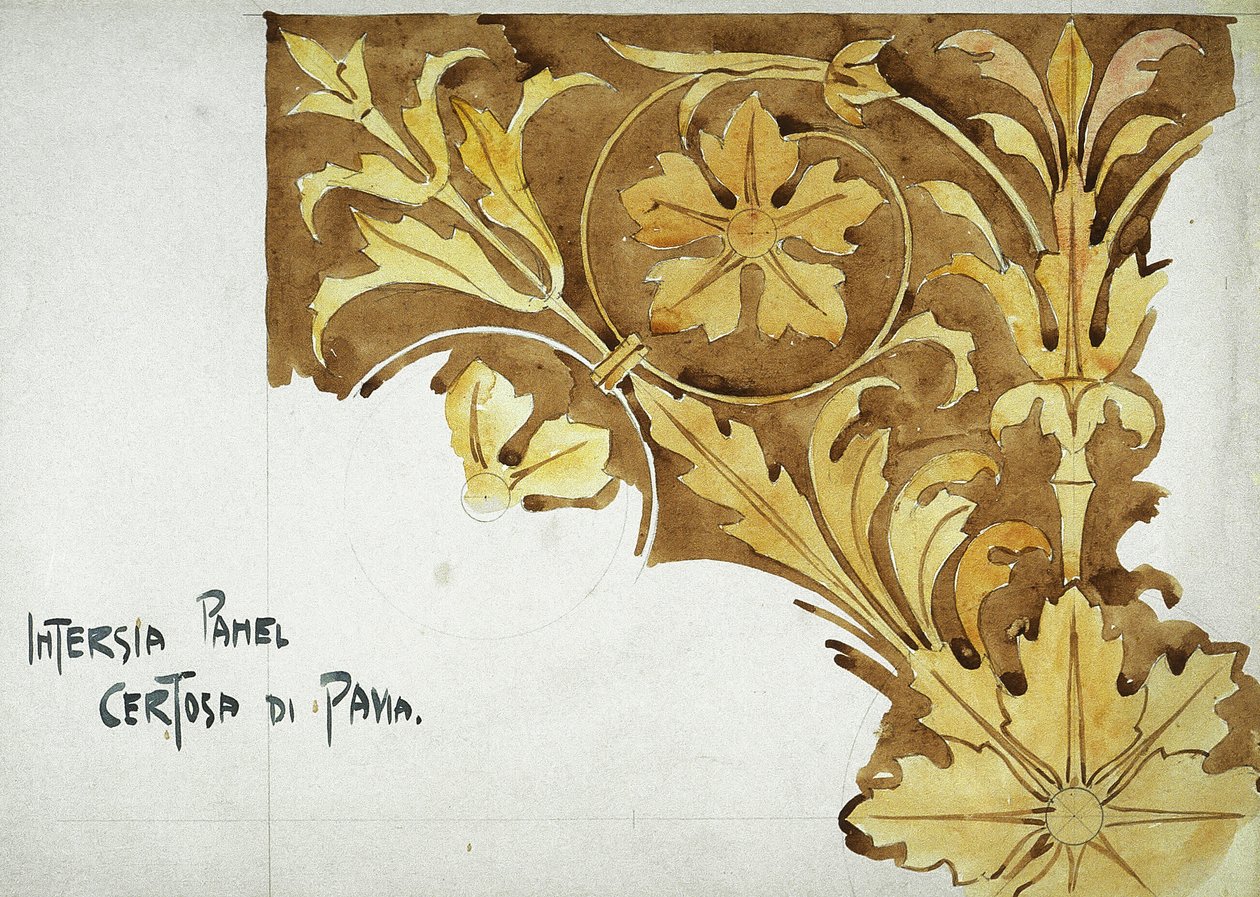 Intarsienpaneel, Certosa di Pavia, 1891 von Charles Rennie Mackintosh