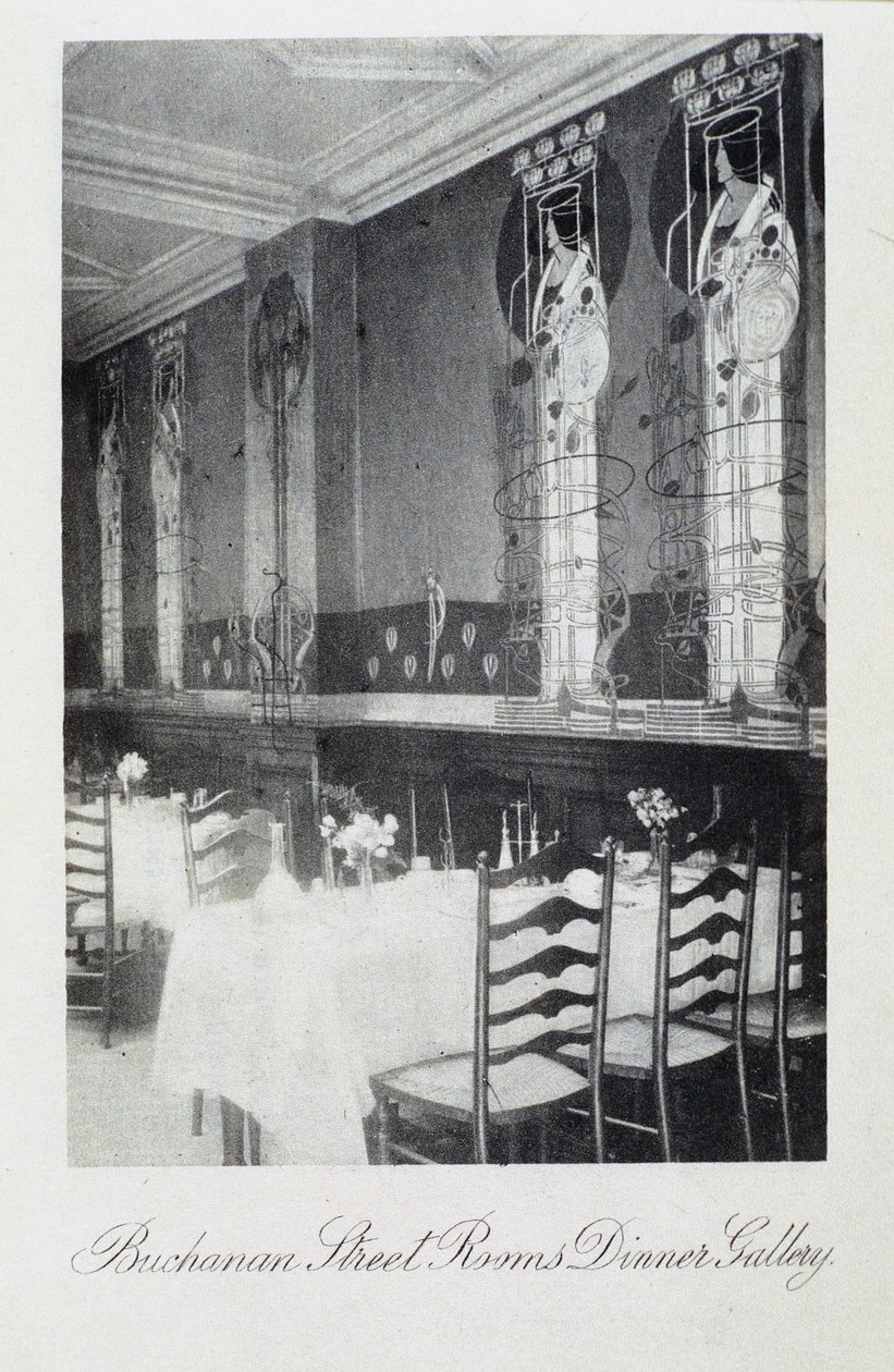 Teil eines Wandgemäldes für Cranston Tearooms, Buchanan Street, Glasgow von Charles Rennie and MacDonald Mackintosh Margaret Mackintosh