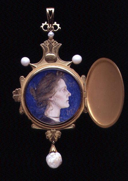 Pegasus-Anhänger mit Miniatur von Miss Edith Emma Cooper von Charles Ricketts