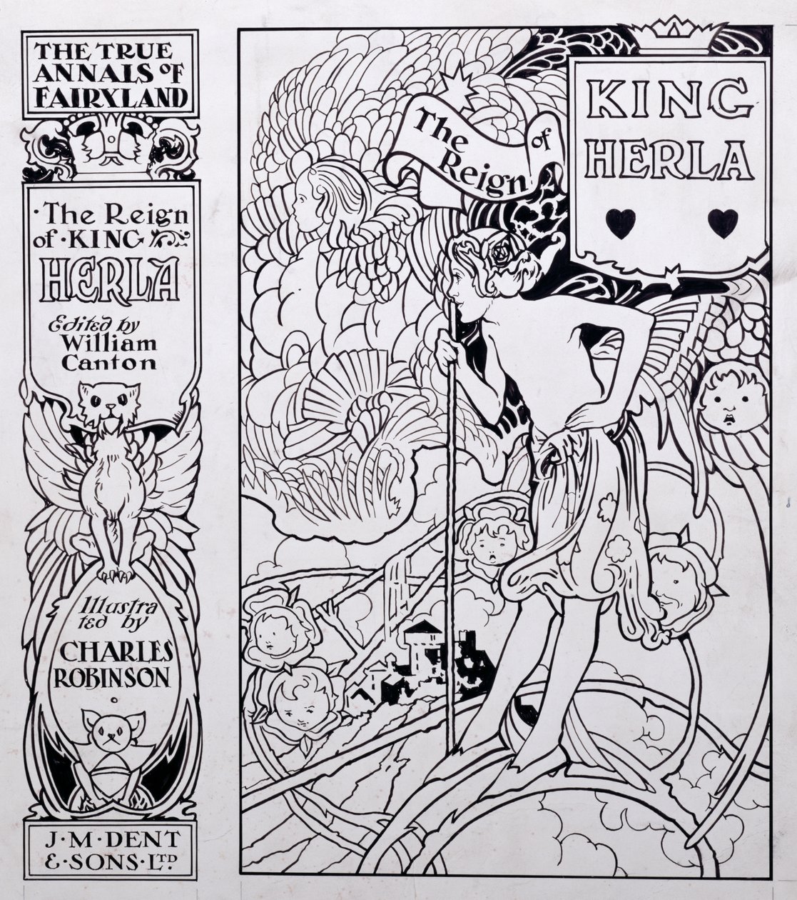 Titelbildillustration für Die wahren Annalen des Märchenlandes, Die Herrschaft von König Herla, herausgegeben von William Canton, veröffentlicht 1900 von Charles Robinson