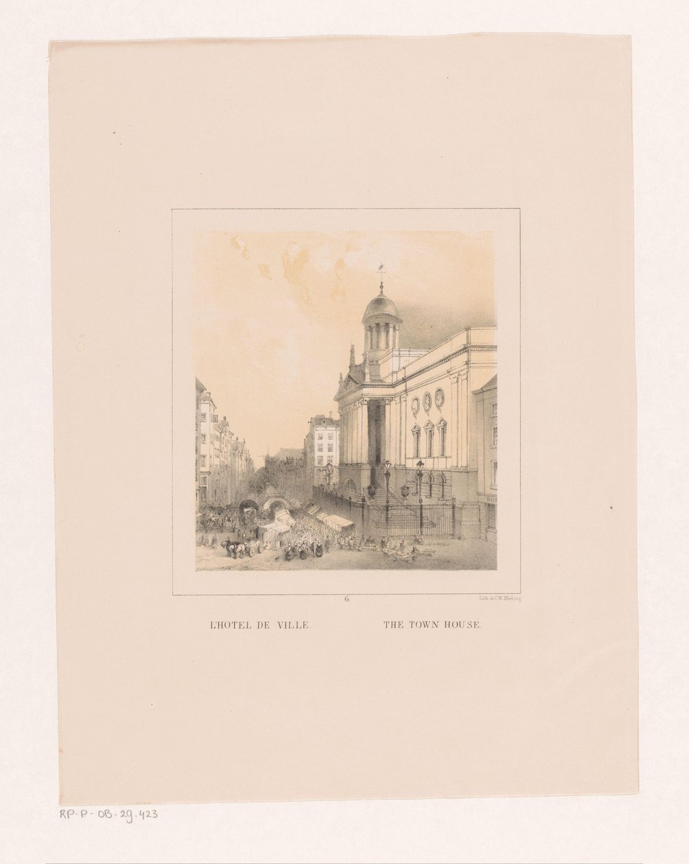 Ansicht des Rathauses in Rotterdam von Charles Rochussen