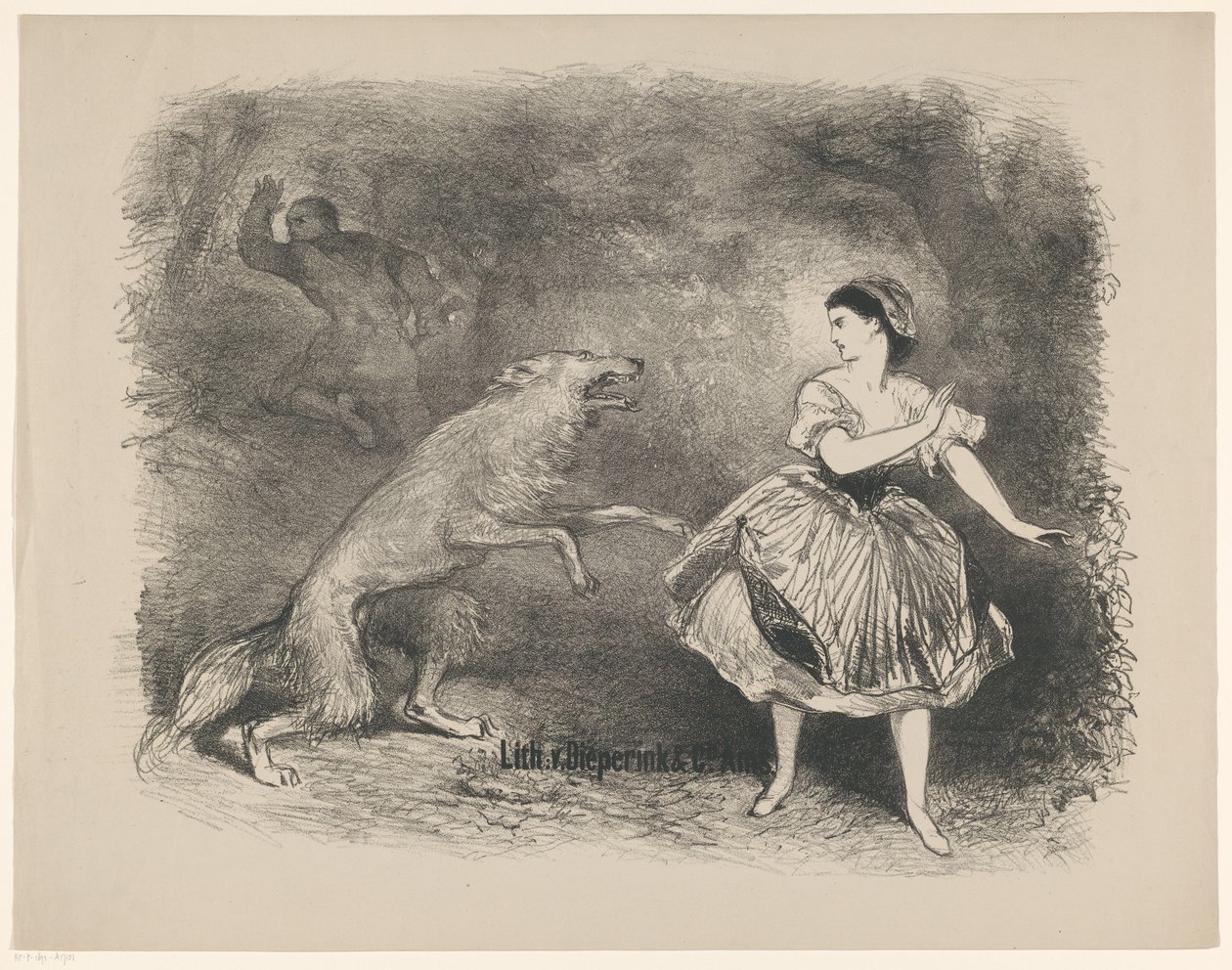Szene aus dem Ballett Rotkäppchen und der Wolf von Charles Rochussen