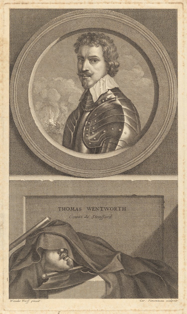 Thomas Wentworth, Graf von Strafford von Charles Simonneau after Adriaen van der Werff after Sir Anthony van Dyck