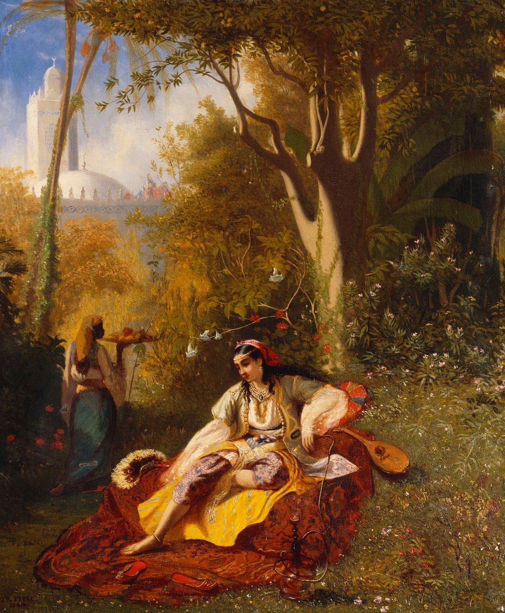 Eine algerische Frau und ihre Dienerin in einem Garten, 1844 von Charles Theodore Frere