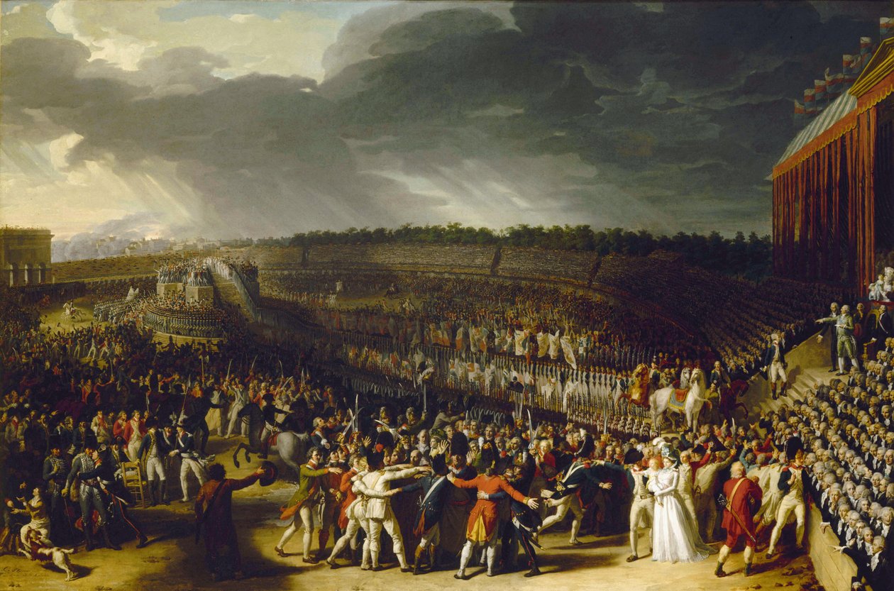 Das Fest der Föderation auf dem Marsfeld am 14. Juli 1790, 1792 von Charles Thevenin