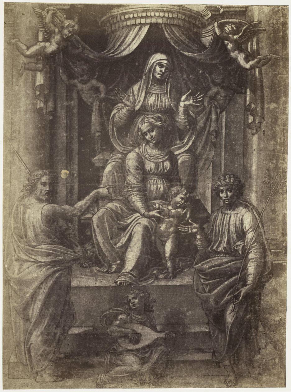 Fotoreproduktion einer Zeichnung von Raffael, Anna, Maria und Christus von Charles Thurston Thompson