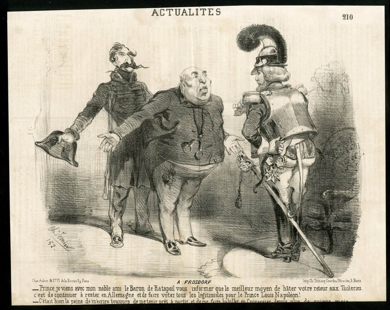 Illustration von Charles Vernier in Le Charivari - Über - Deutschland Preußen, Präsident der Republik, Frosdorf - Ratapoil von Charles Vernier