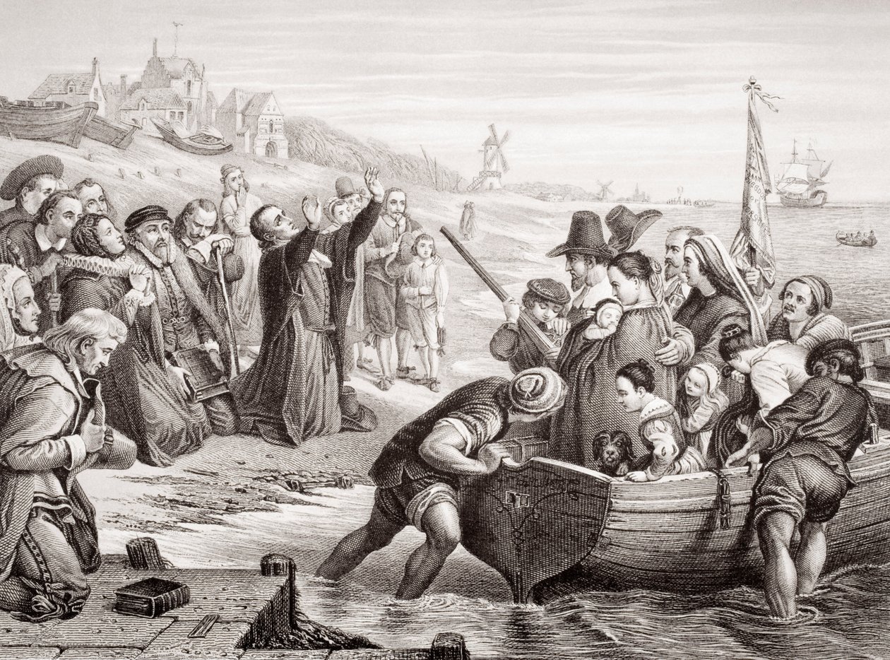 Abreise der Pilgerväter aus Delft Haven im Juli 1620, aus 