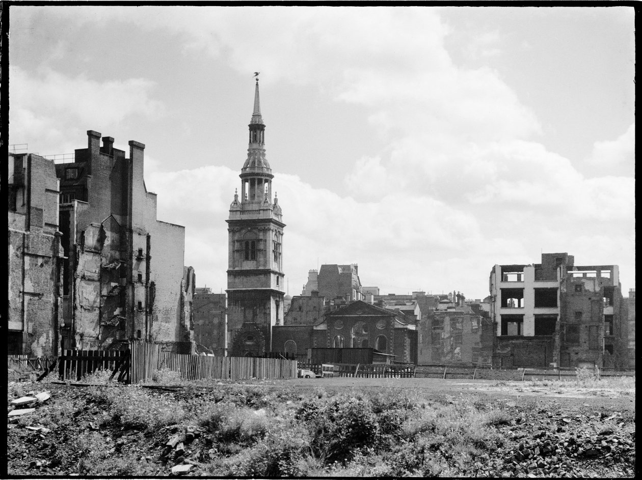 St Mary-le-Bow Kirche, Cheapside, City und County of the City of London, GLA, 1941-1945 von Charles William Prickett