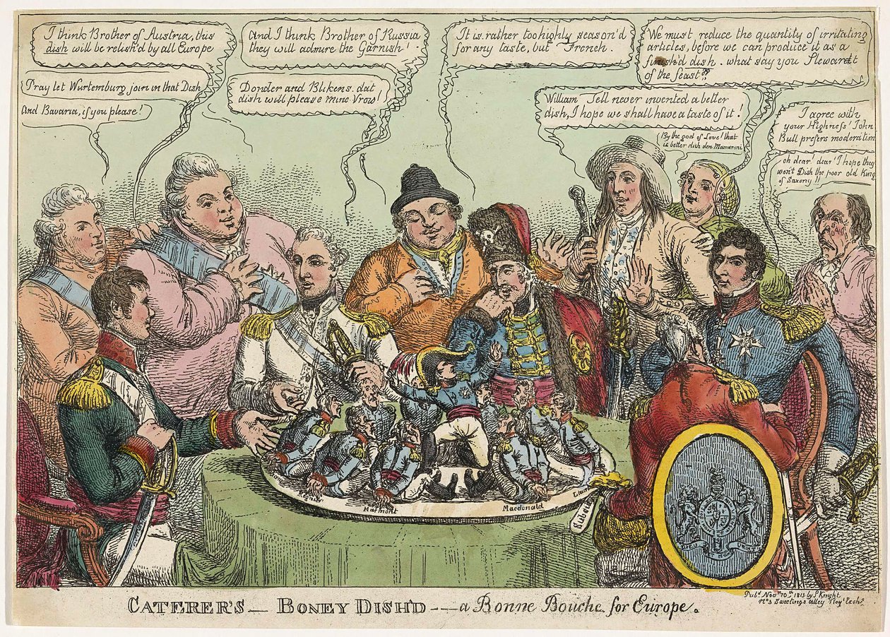 Caterers- Boney Dishd- ein Leckerbissen für Europa, veröffentlicht 1813 von Charles Williams