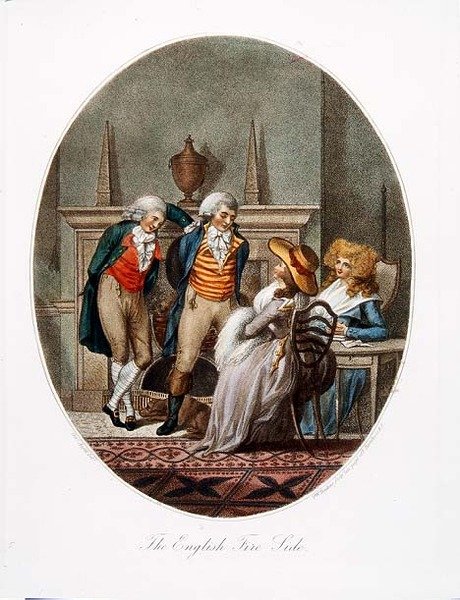 Die englische Feuerstelle, graviert von P.W. Tomkins von Charles after Ansell