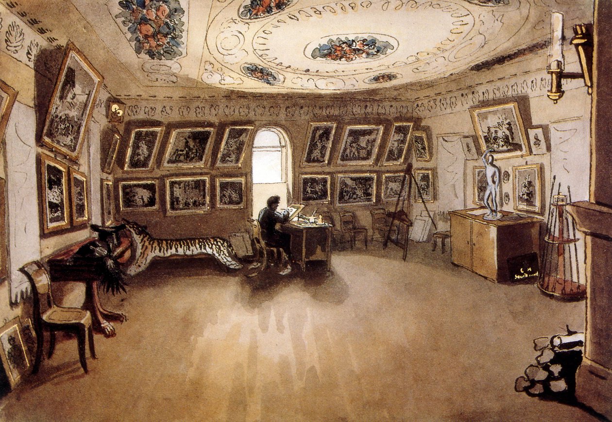 Selbstporträt in einem Innenraum 1860, von Carl Von Hampeln (1808-1880). Russisch/Österreichischer Maler. von Charles de Hampeln