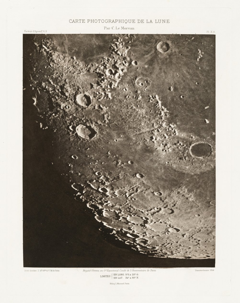 Fotografische Karte des Mondes, Platte X.A von Charles le Morvan