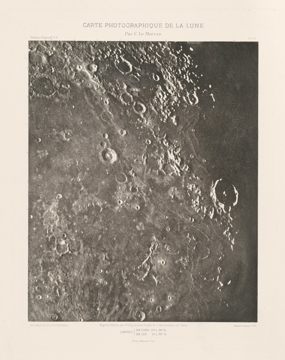 Fotografische Karte des Mondes, Platte XX von Charles le Morvan