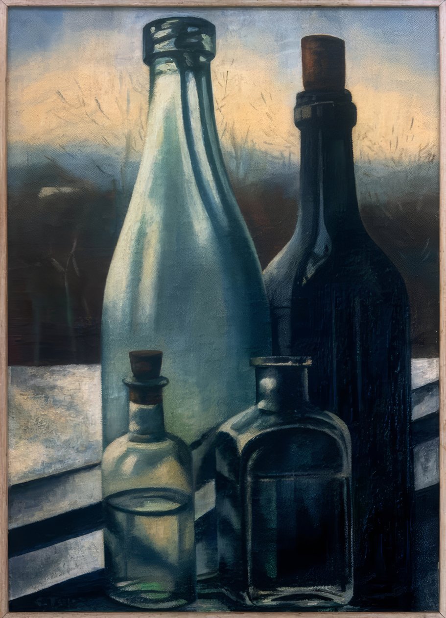Flaschen vor Winterlandschaft von Charley Toorop