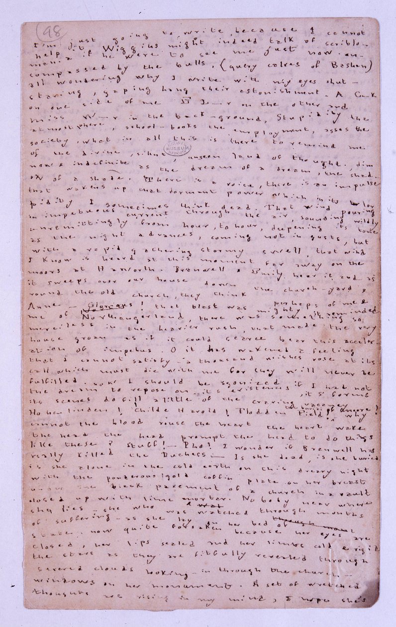 Seite aus dem Roe Head Journal, 11. August 1886 von Charlotte Bronte