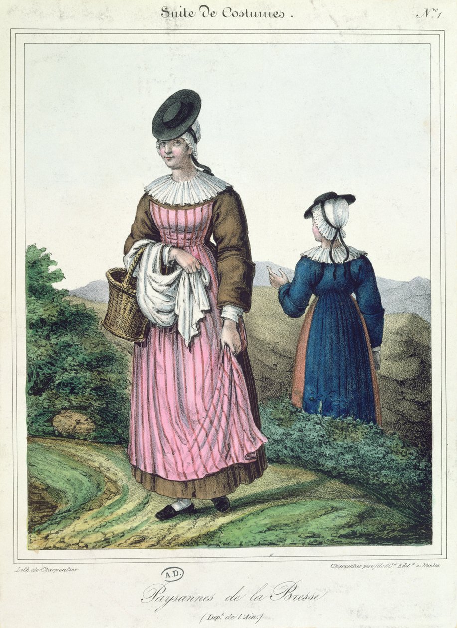Bauernkostüme aus der Region Bresse, 1845 von Charpentier